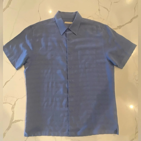 AGE OF WISDOM Men’s Button Up Blue Textured Material Large Like New - Picture 5 of 11